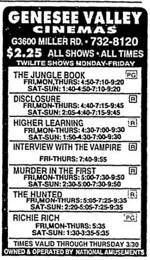 Genesee Valley Cinemas - March 1995 Ad
